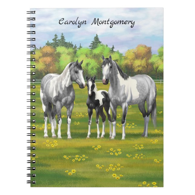 Carnet Chevaux De Peinture Gris De Pâte De Poisson En Été (Devant)
