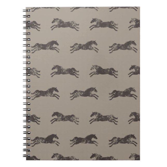 Carnet Chevaux équestres classiques Masculine noir et bro (Devant)
