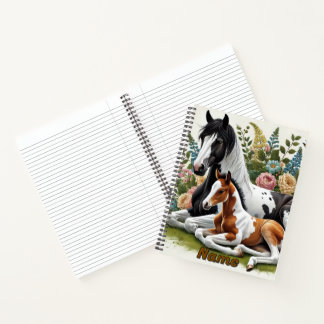 Carnet Chevaux reposant parmi les fleurs et la verdure vi