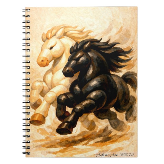 Carnet Chevaux Yin et Yang – Illustration de dualité dyna (Devant)