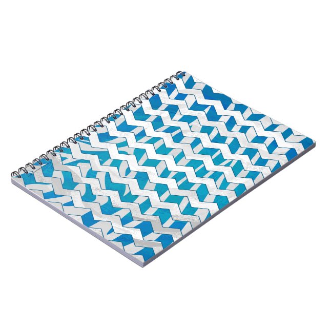 Carnet Chevron bleu et blanc Zebra (Côté gauche)