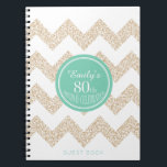 Carnet Chevron Choose Color 80th Birthday Party GuestBook<br><div class="desc">Livre d'hôtes personnalisé Chevron 80th Birthday Party. Vous pouvez facilement modifier la couleur arrière - plan (cercle) et la couleur du texte (nom seulement),  la police,  la taille et la position en cliquant sur le bouton personnaliser.</div>