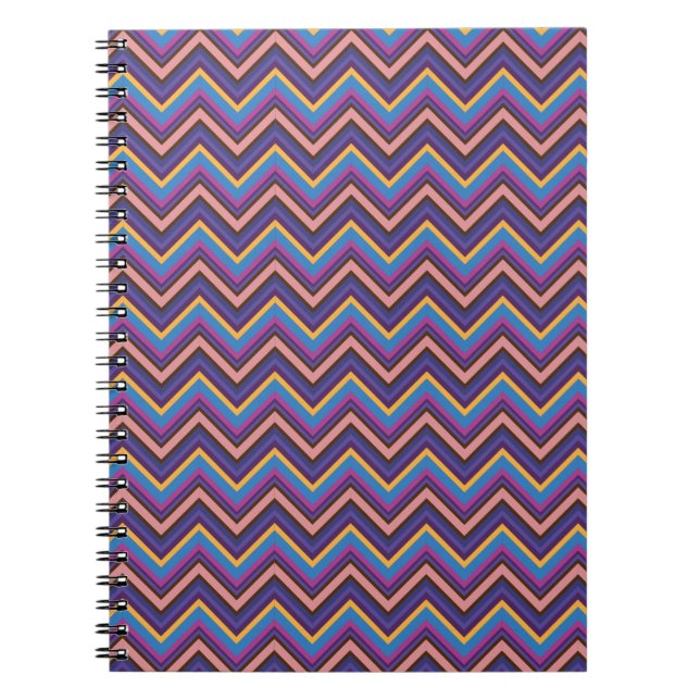 Carnet Chevron exotique en violet, bleu, rose et or (Devant)