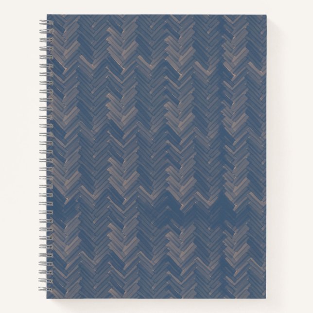 Carnet Chevron Herringbone Motif Retro Blue (Devant)