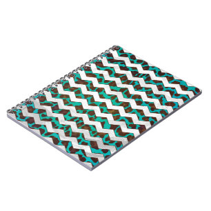 Carnet Chevron Leopard Impression Brown et Turquoise