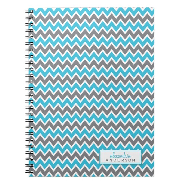 Carnet Chevron Motif Trendy Notebook (aqua) (Devant)