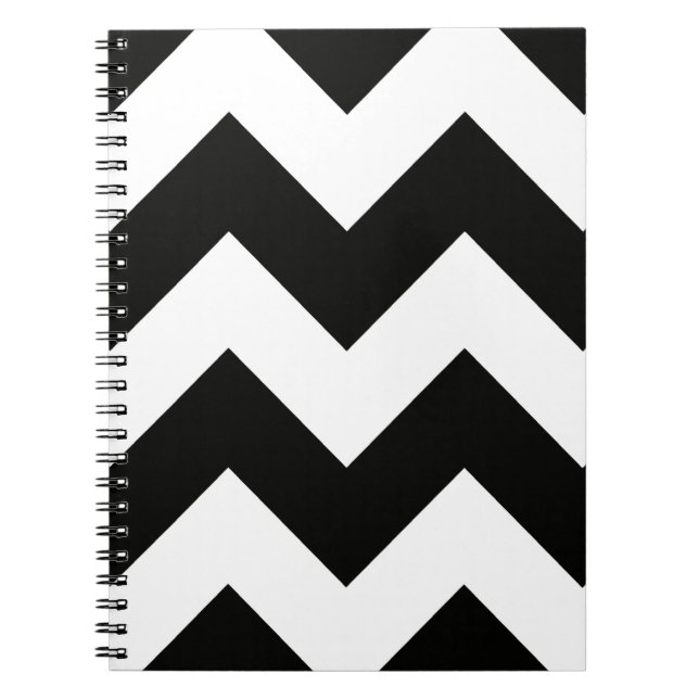 Carnet Chevron (noir et blanc) personnalisable (Devant)