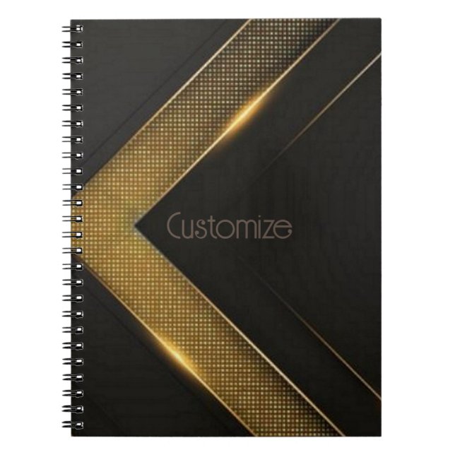 Carnet Chevron Noir Et Or (Devant)