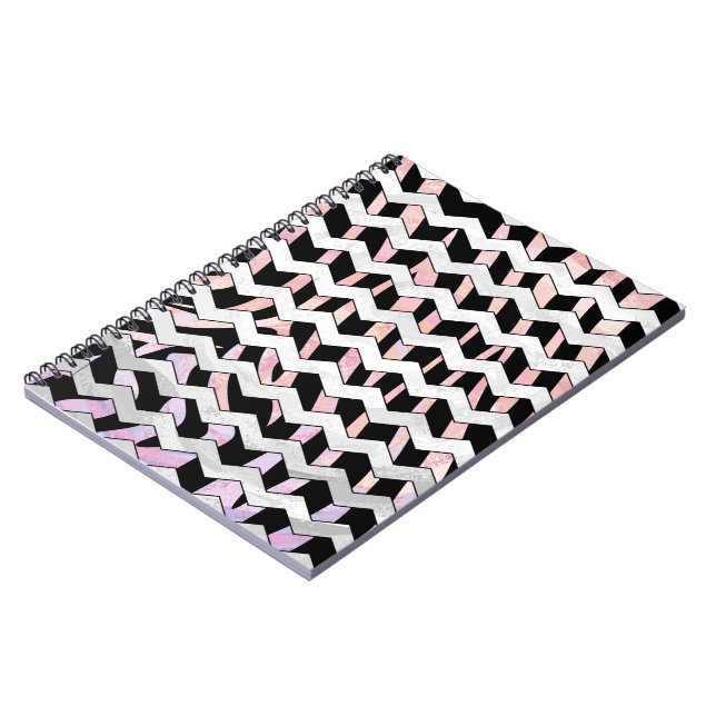 Carnet Chevron noir et rose Zebra (Côté gauche)