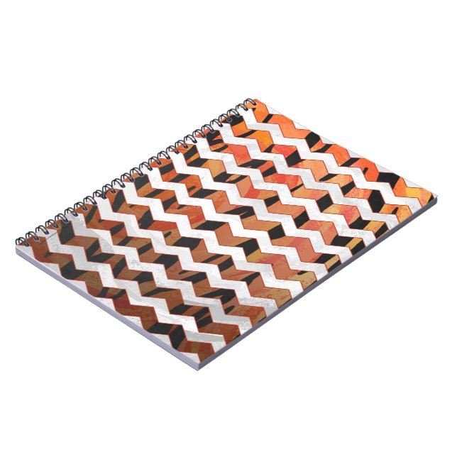 Carnet Chevron Tiger chaud orange et noir (Côté gauche)