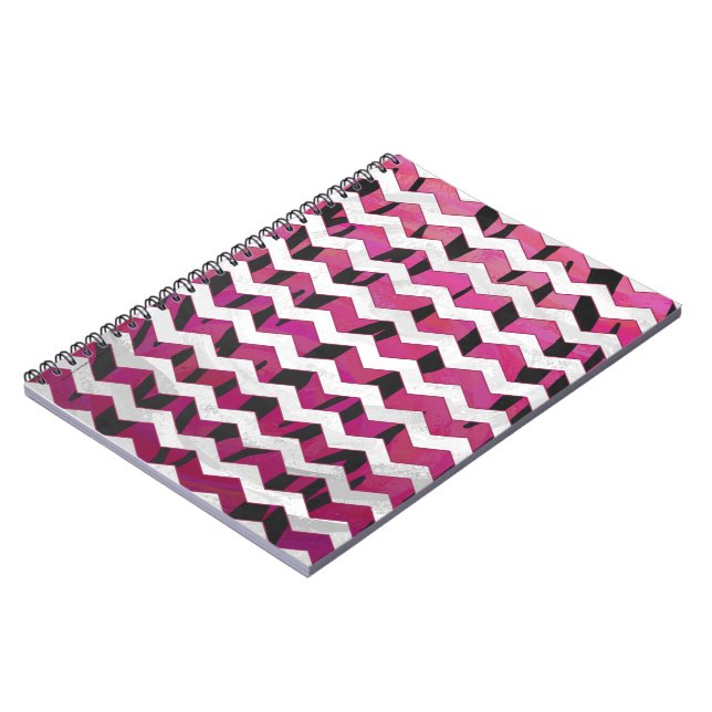 Carnet Chevron Tiger Hot Pink and Black Print (Côté gauche)