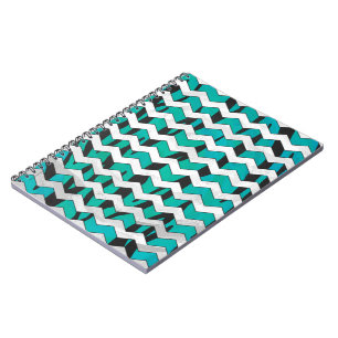 Carnet Chevron Tiger noir et Turquoise
