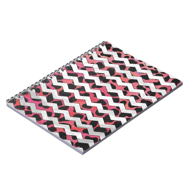 Carnet Chevron Vache rose et noir (Côté gauche)