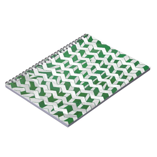 Carnet Chevron Zebra Green et White Print (Côté gauche)