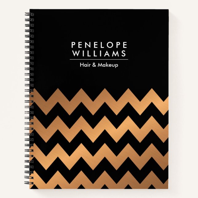 Carnet Chevrons d'or noir (Devant)
