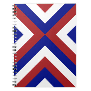 Carnet Chevrons rouge, blanc et bleu