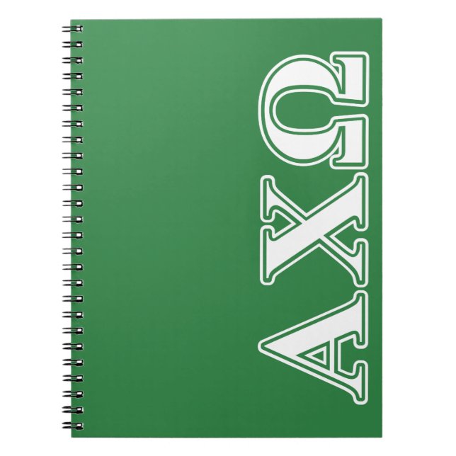 Carnet Chi lettres blanches et vertes d'Omega d'Alphi (Devant)