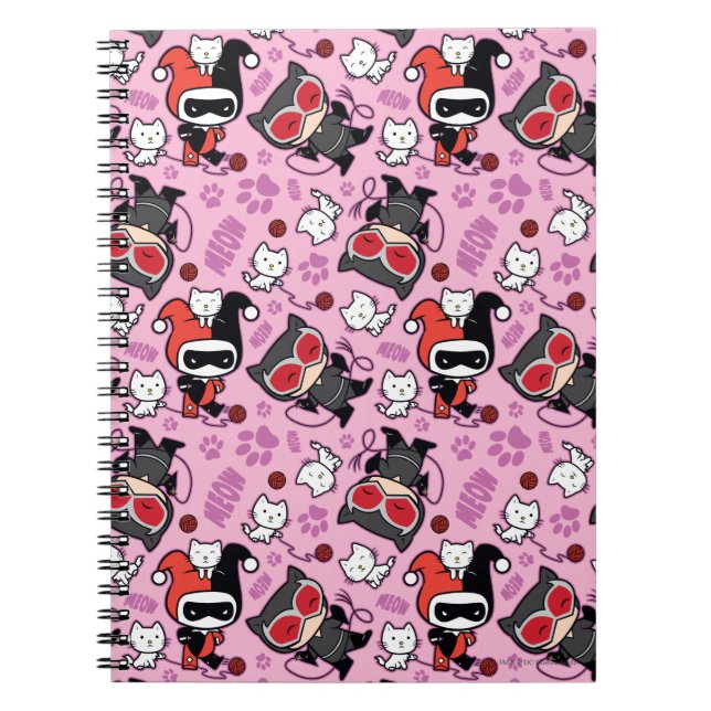 Carnet Chibi Catwoman, Harley Quinn & Kittens Motif (Devant)