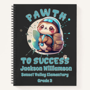 Carnet Chibi Kawaii Paresseux Nom École Niveau Aides d'Ap