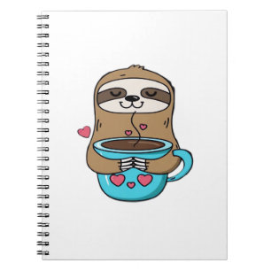 Carnet Chibi Paresseux Amoureux du Café � Mignon Kawaii P