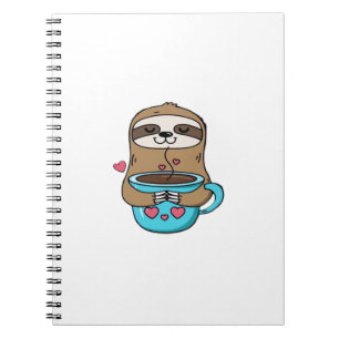 Carnet Chibi Paresseux Amoureux du Café � Mignon Kawaii P