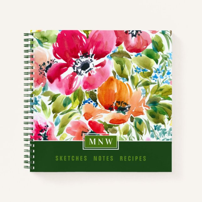 Carnet Chic aquarelle fleurie (Devant)