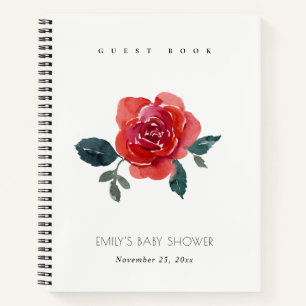 CARNET CHIC AQUARELLE ROUGE VERTE ROSE FLEURAL BABY SHOWE