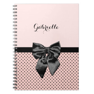 Carnet Chic Black Bow et nom des Pois roses de Paris