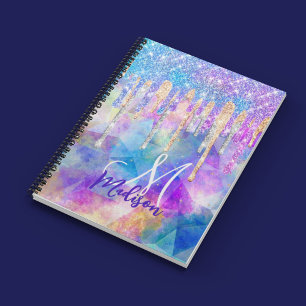 Carnet Chic bleu aqua licorne goutte parties scintillant 
