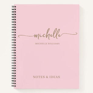 Carnet Chic Blush Pink Gold Monogramme Nom Signature