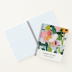 Carnet Chic Boho coloré rose bleu vert peint Floral