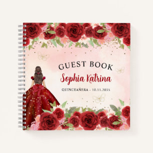 Carnet Chic Bourgogne Rouge or Floral Princesse Quinceañe