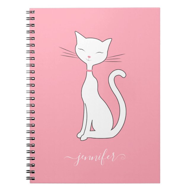 Carnet Chic Chat Personnalisé Rose (Devant)