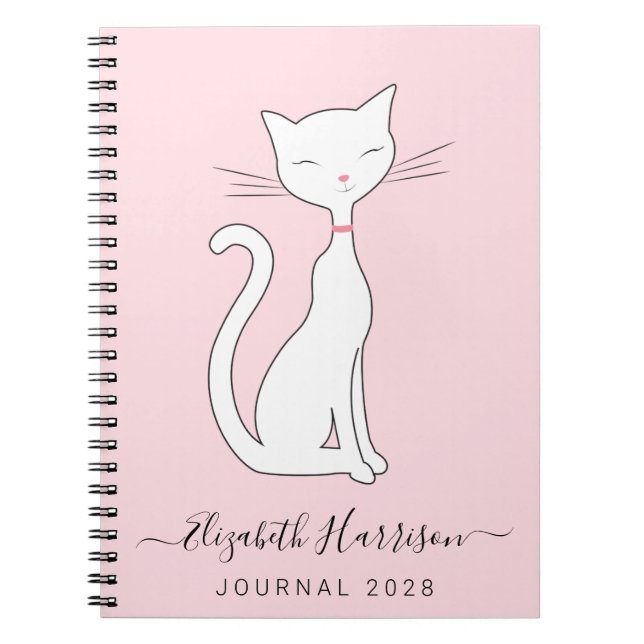 Carnet Chic Chat Rose Personnalisé (Devant)