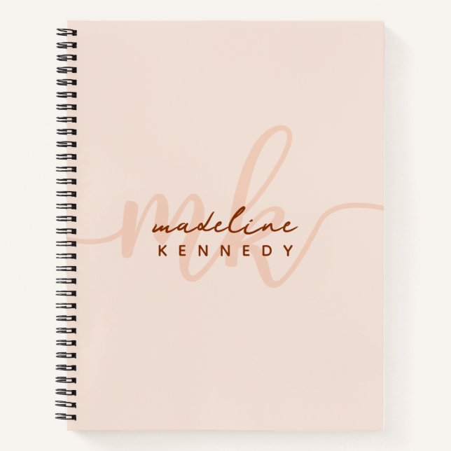Carnet Chic Clay et Beige Monogramme moderne (Devant)