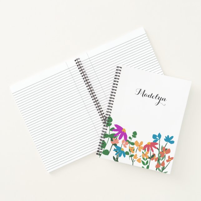 Carnet Chic coloré motif floral personnalisé Blanc (Intérieur)