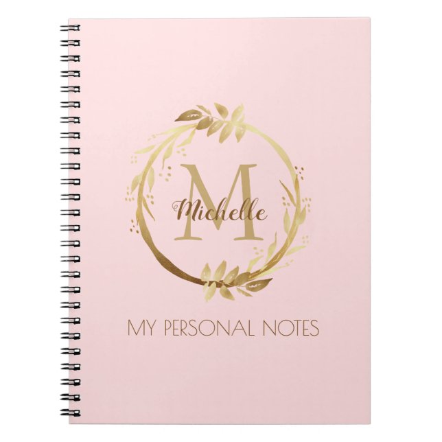 Carnet Chic Custom Blush Pink Gold Monogram My Notes (Devant)