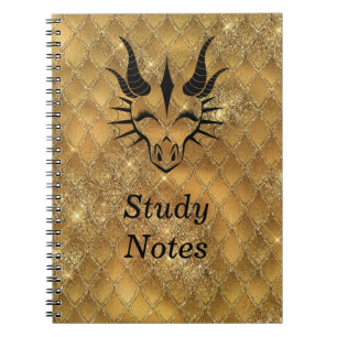 Carnet Chic Dragon Tête Noire & Scales Dragon Or