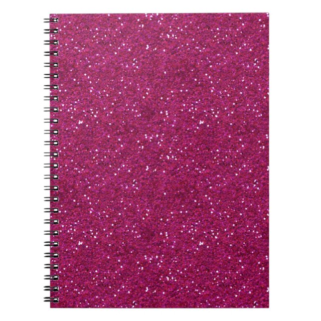 Carnet Chic Éblouissant Paillettes Rose Chaud (Devant)