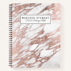 Carnet Chic Elegant blanc et Rose or marbre Motif
