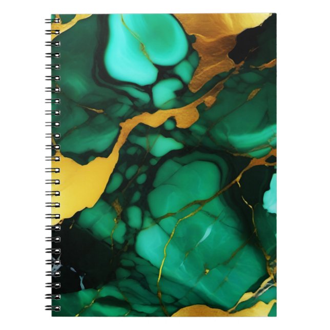 Carnet Chic Elegant vert foncé jaune Faux Marble (Devant)