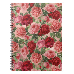 Carnet Chic Elegant Vintage Rose Rouge Roses Floral