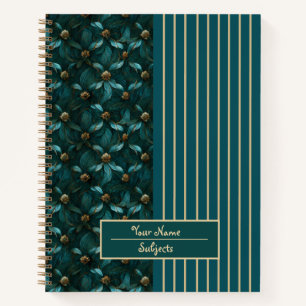 Carnet chic en or turquoise
