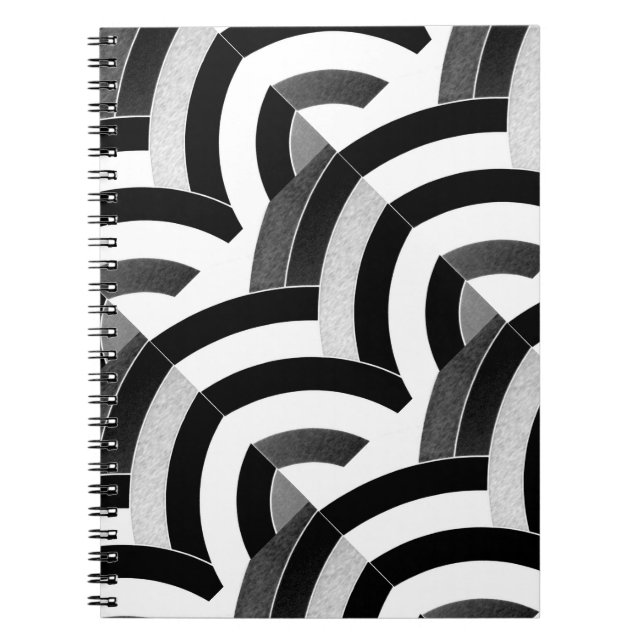 Carnet chic et moderne chevrons noir/blanc (Devant)
