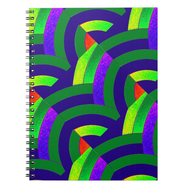 Carnet chic et moderne, les chevrons vert/violet (Devant)