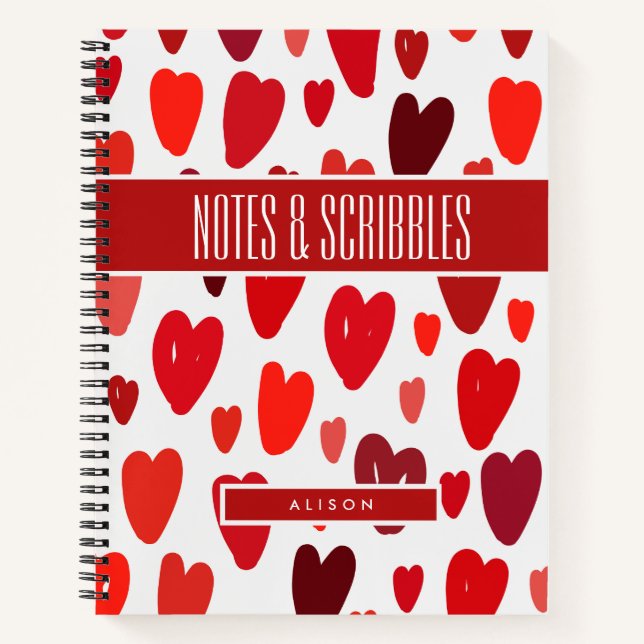 Carnet Chic et tendance BOHO Red Hearts Sujet (Devant)