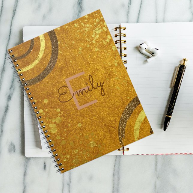 Carnet Chic Fancy Brown Gold Parties scintillant moderne  (Créateur téléchargé)