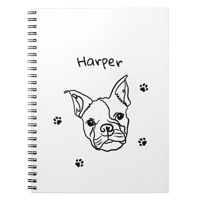 Carnet Chic French Bulldog Line Art : Modifier votre text (Devant)