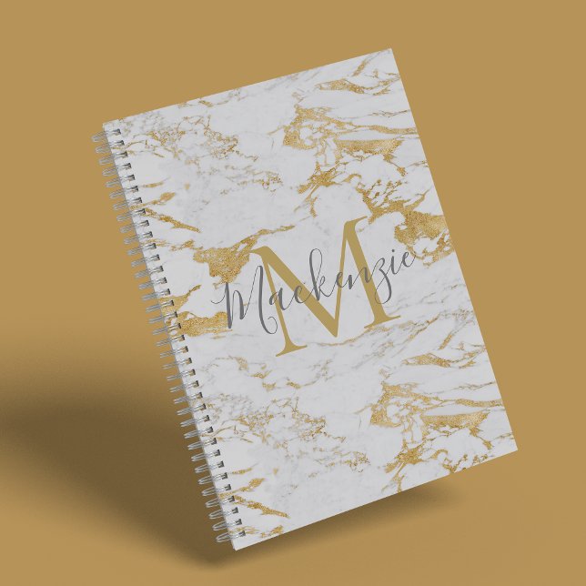 Carnet Chic Gold Foil Classic Marble Monogramme (Créateur téléchargé)