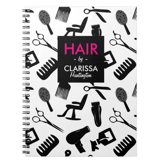 Carnet Chic Hair Stylist Motif Nom personnalisé (Devant)